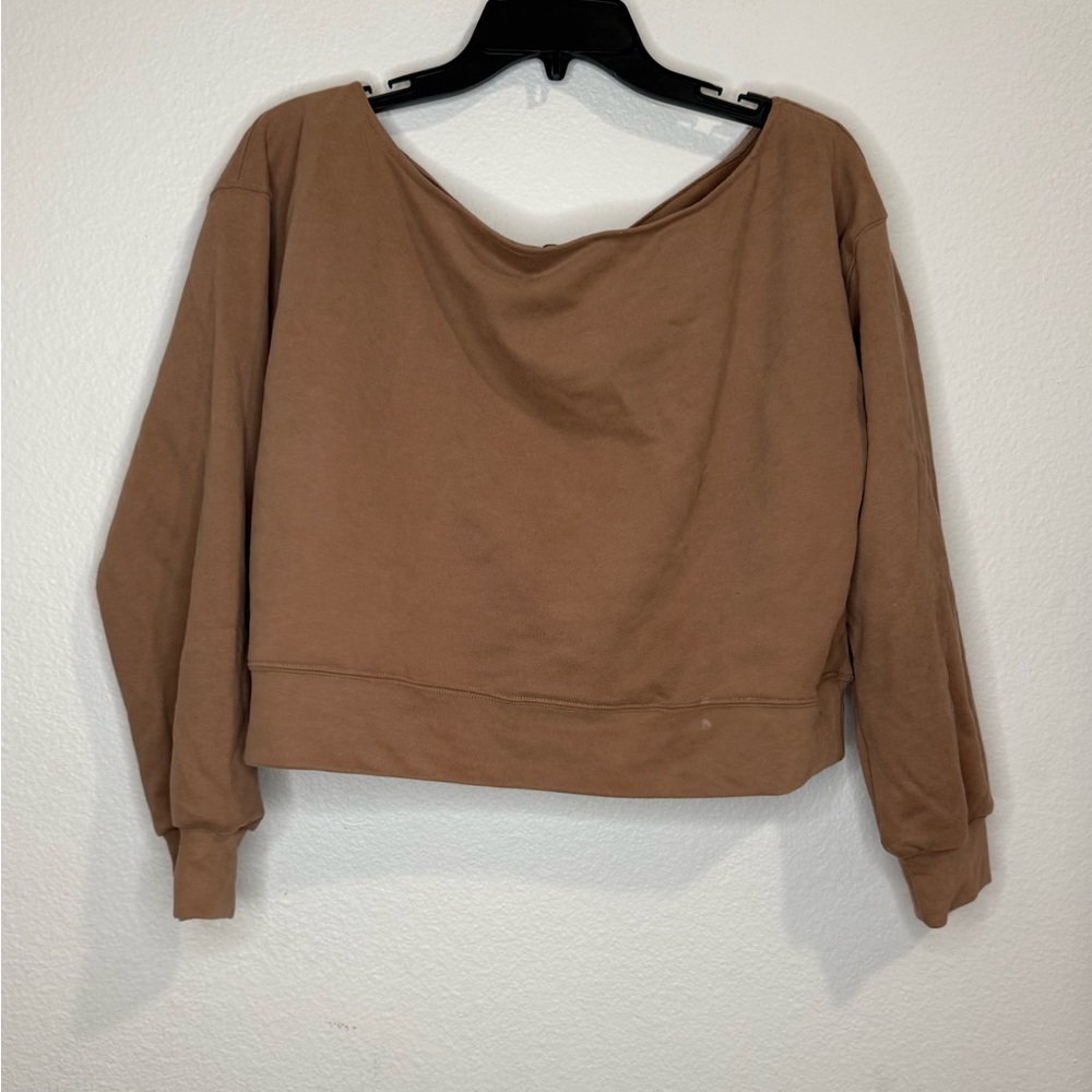 Brown Off-Shoulder Sweatshirt